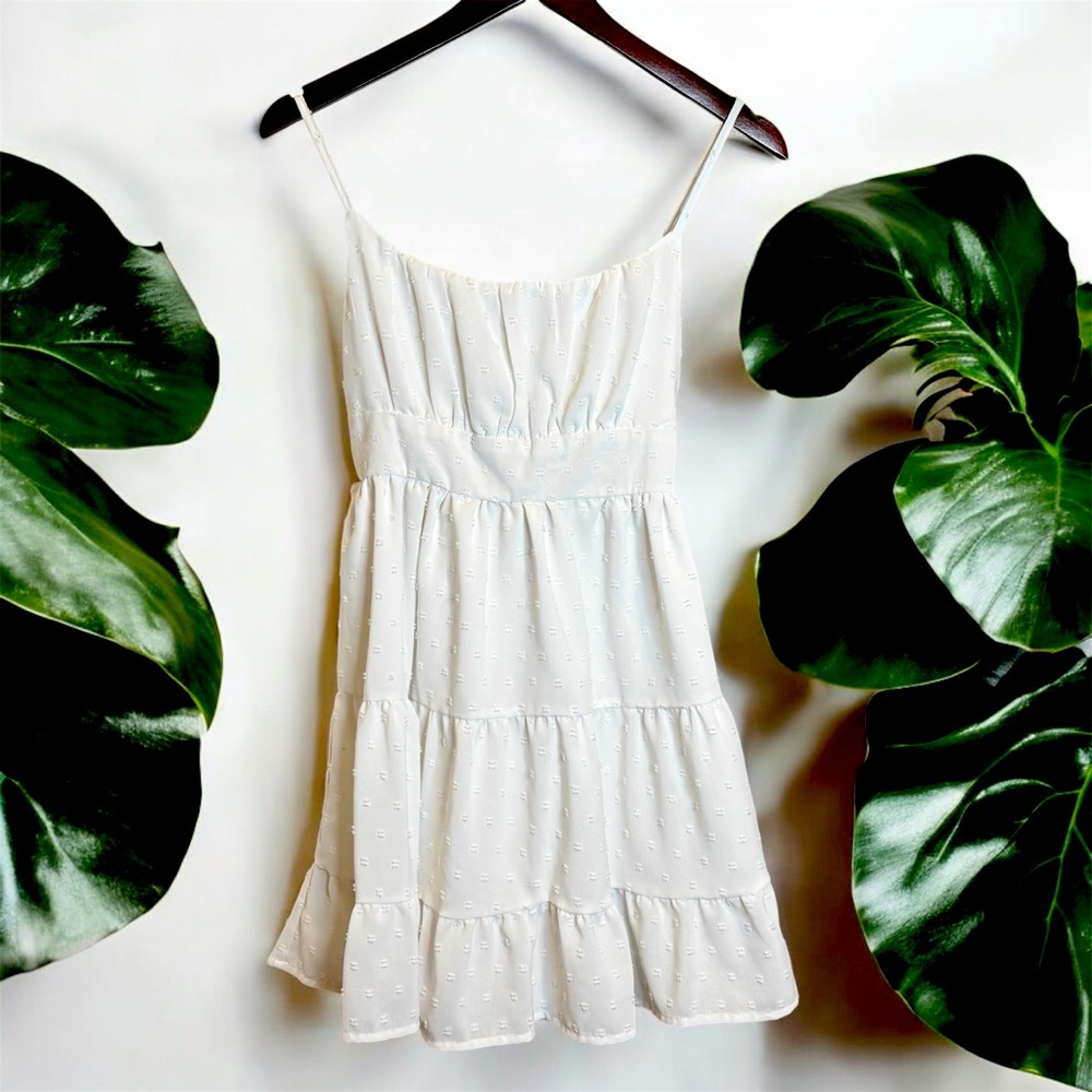 SHEIN Women’s White Babydoll Dress Size XS. With Adjustable Straps